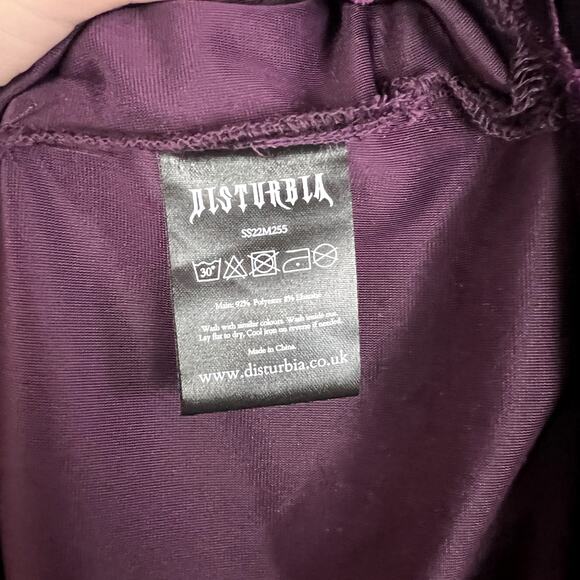 Disturbia Velvet Midi Dress Women 4 Dark Purple Side Slit Gothcore Dark Romantic - Picture 5 of 10